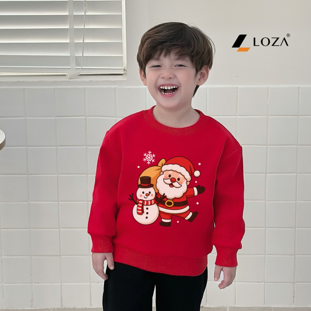 Áo nỉ sweater bé trai in hình người tuyết, ông già Noel - Loza Kids IN019_thumbnail_0