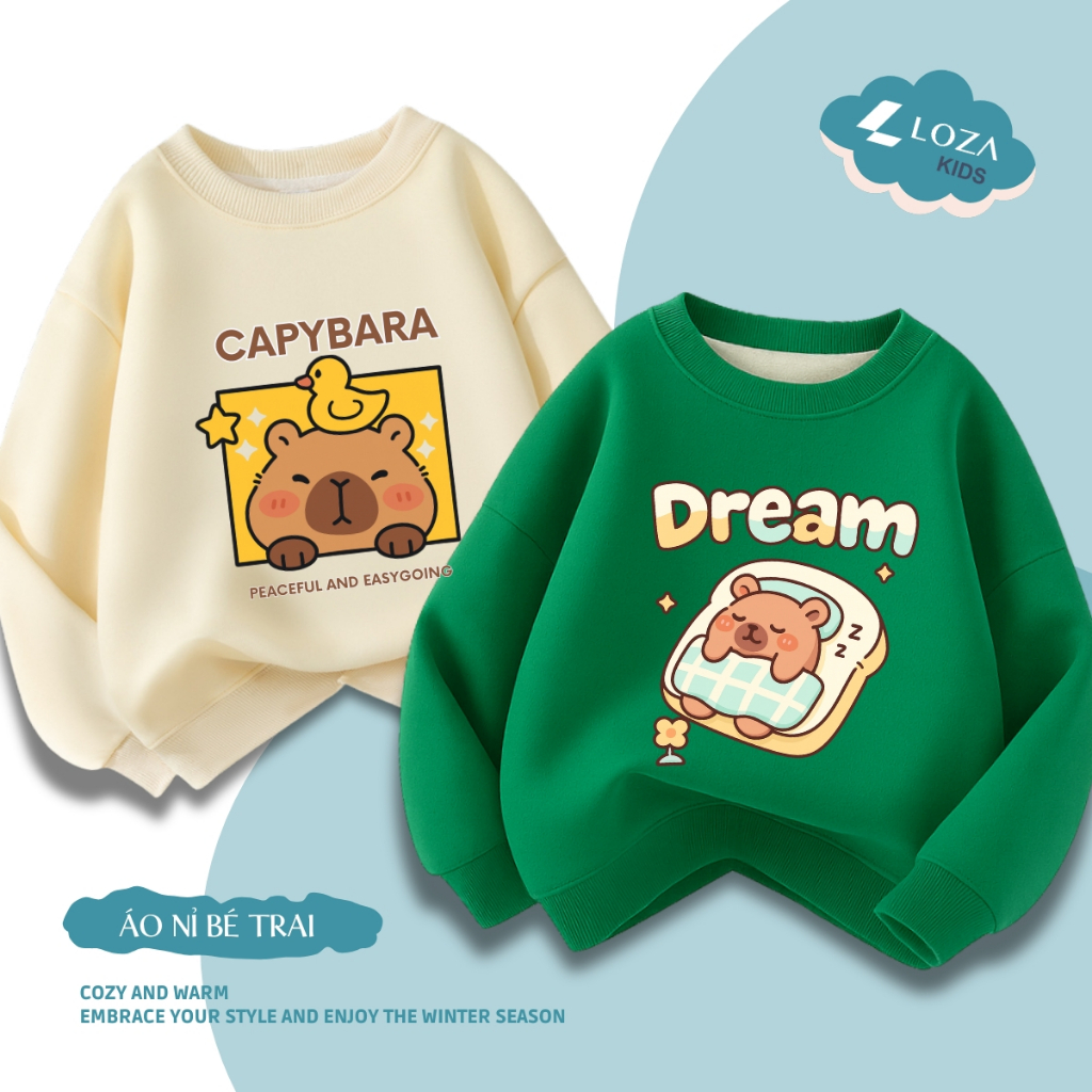 Áo sweater bé trai in hình Capybara nhiều hình đáng yêu - Loza Kids IN006_thumbnail_12