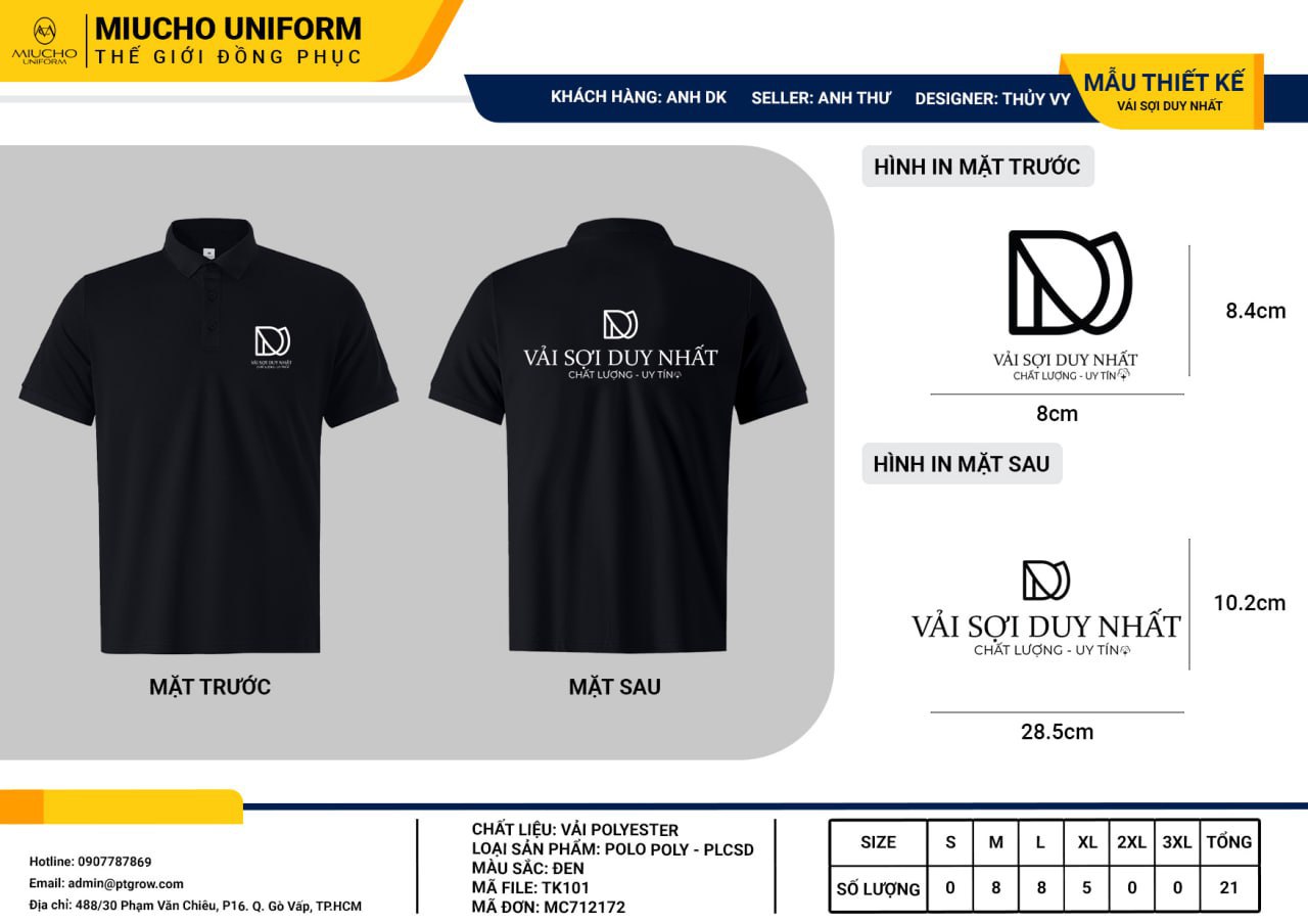 Áo polo thiết kế như yêu cầu TK101