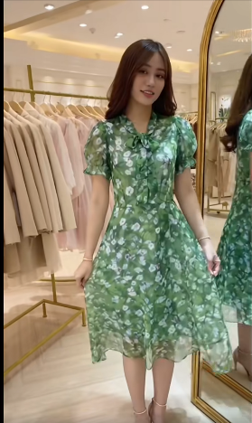 14500-Đầm voan xòe tay phồng cổ thắt nơ (voan,lót)_thumbnail_1