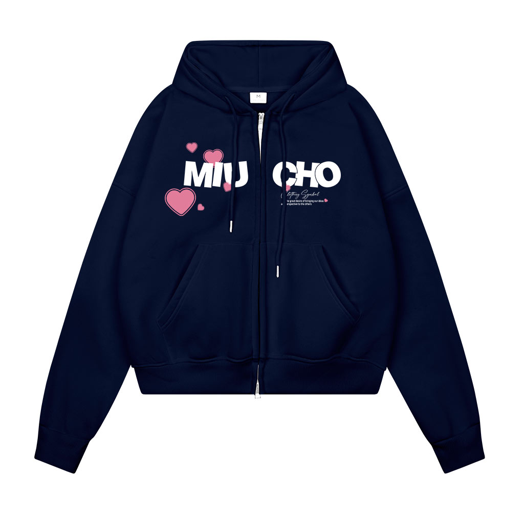 Áo hoodie zip local brand form boxy HXD1565 Miucho vải nỉ bông dày dặn khóa kéo mũ rộng in mix_thumbnail_6
