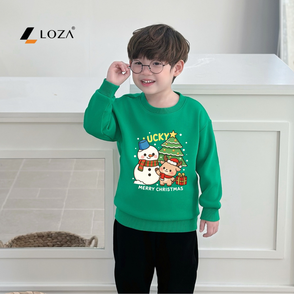 Áo nỉ sweater bé trai in hình người tuyết, ông già Noel - Loza Kids IN019_thumbnail_4