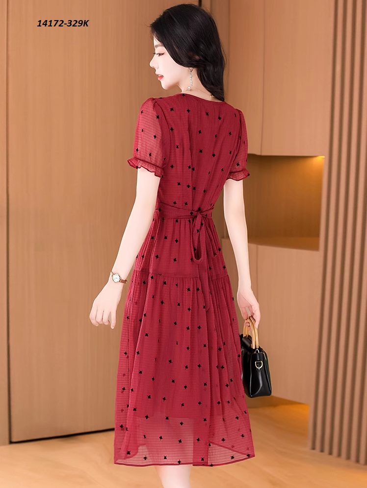 14172-Đầm voan bi cổ vuông tay phồng cách điêu (voan bi,lót)FREESHIP_thumbnail_1