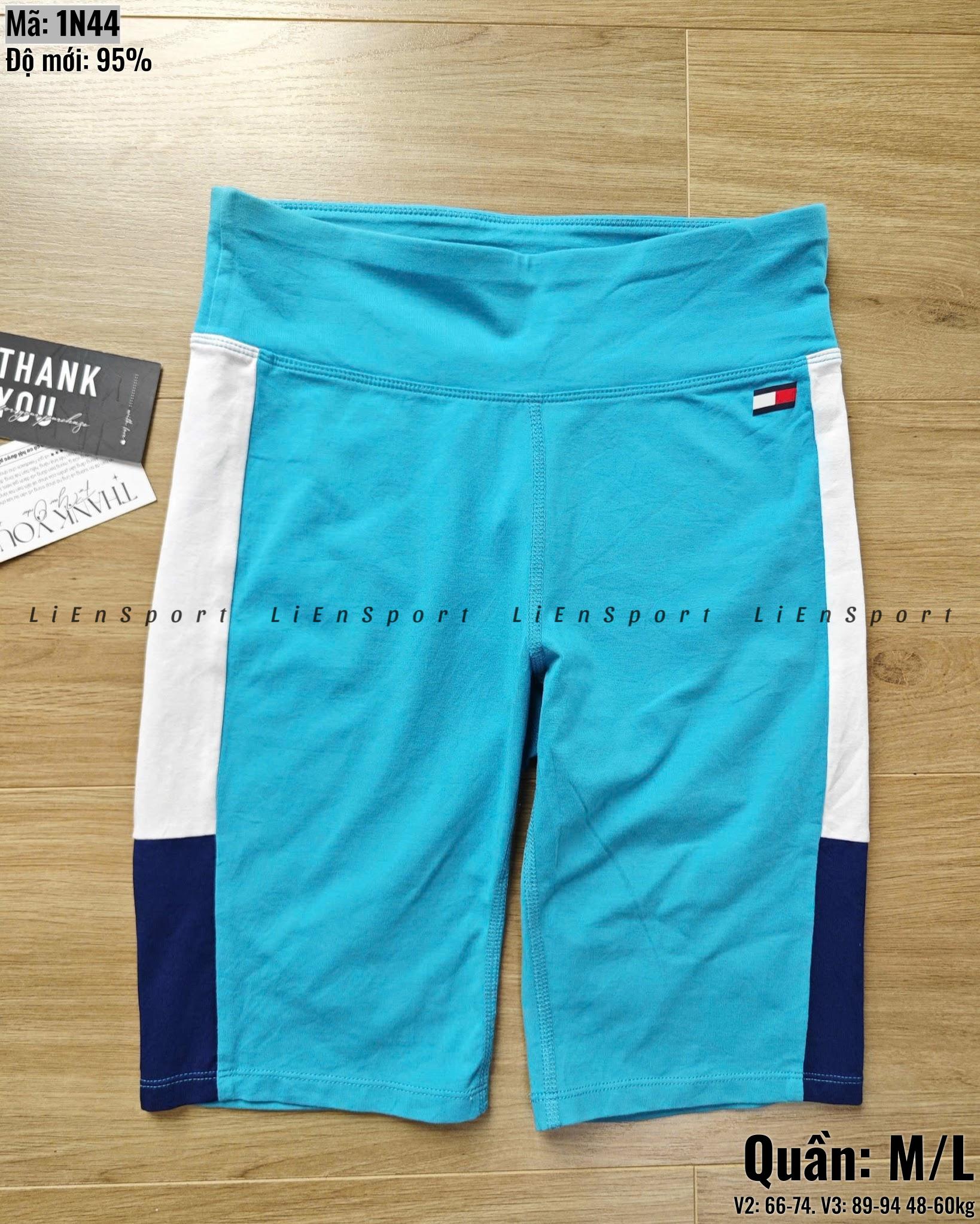 Tommy Hilfiger Quần short thể thao Nữ Size M Xanh ngọc trắng navy Auth 2nd Dáng ôm Cạp cao Color block sọc dọc Thun co giãn Thoáng khí Phù hợp tập gym yoga chạy bộ Mã:1N44_thumbnail_6