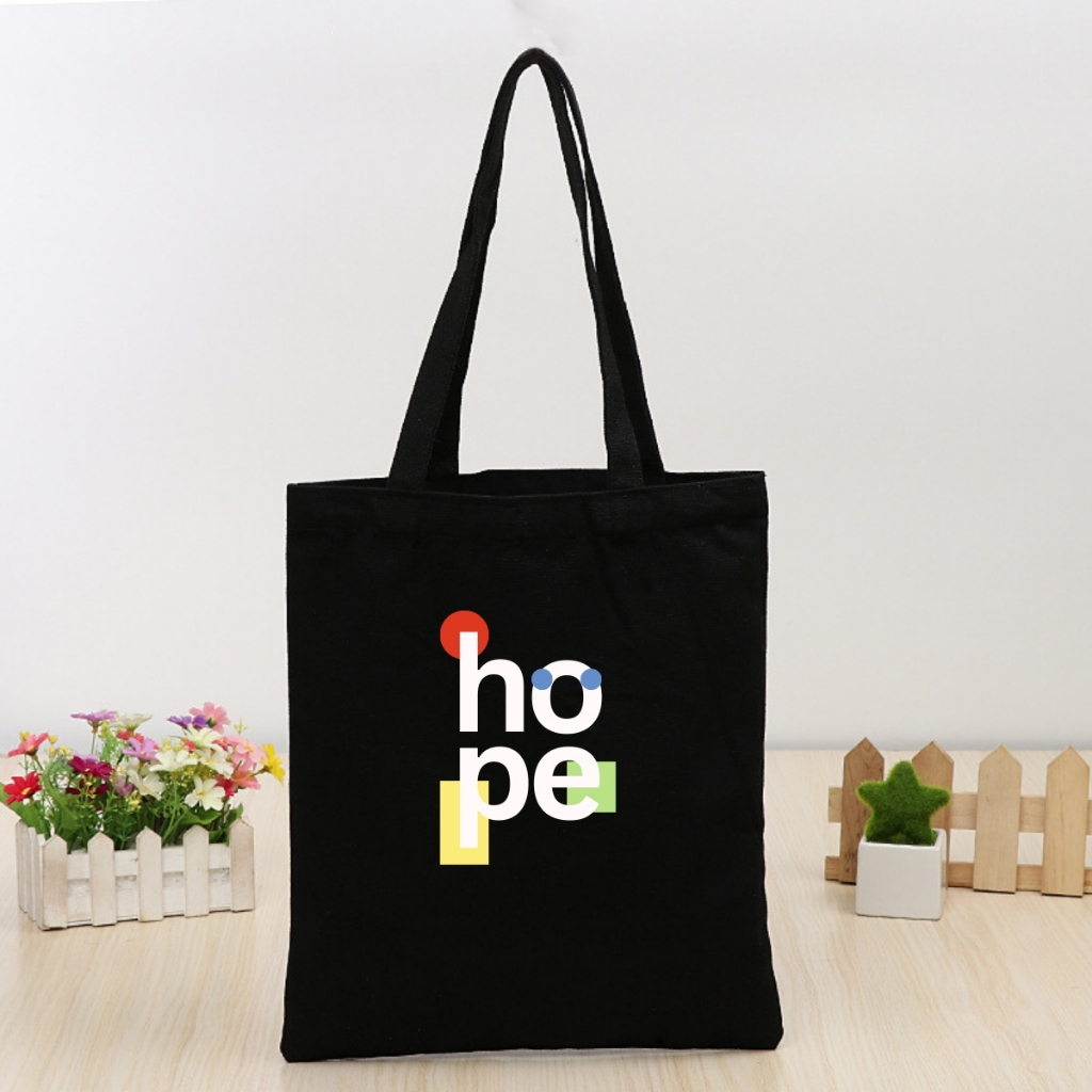 Túi tote màu đen mẫu chữ đơn giản - Túi tote vải canvas 33x37 có khóa kéo đựng vừa A4, laptop Loza TOTE19_thumbnail_6