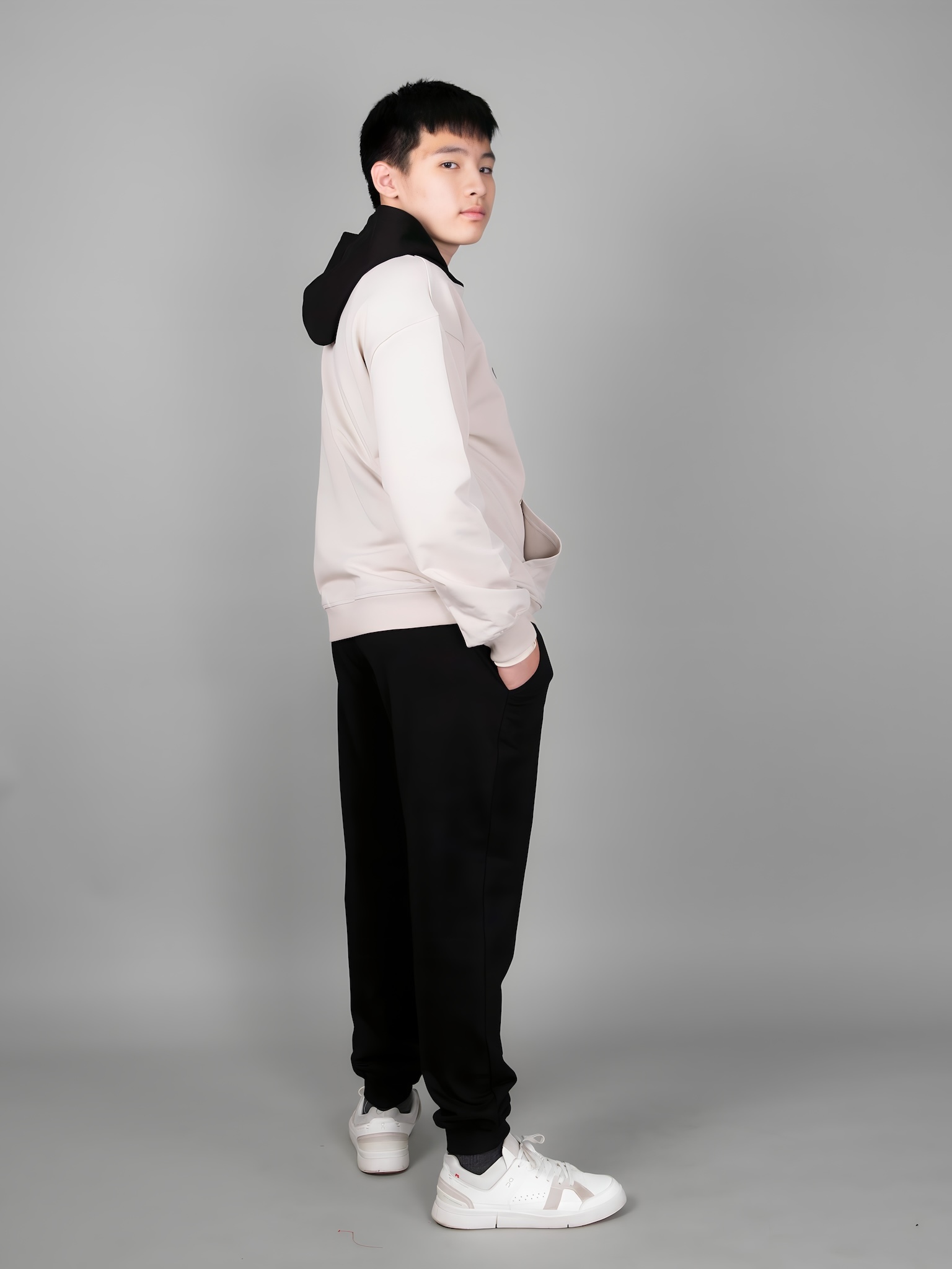 Áo nỉ hoodie màu be mũ đen Los angeles_thumbnail_4