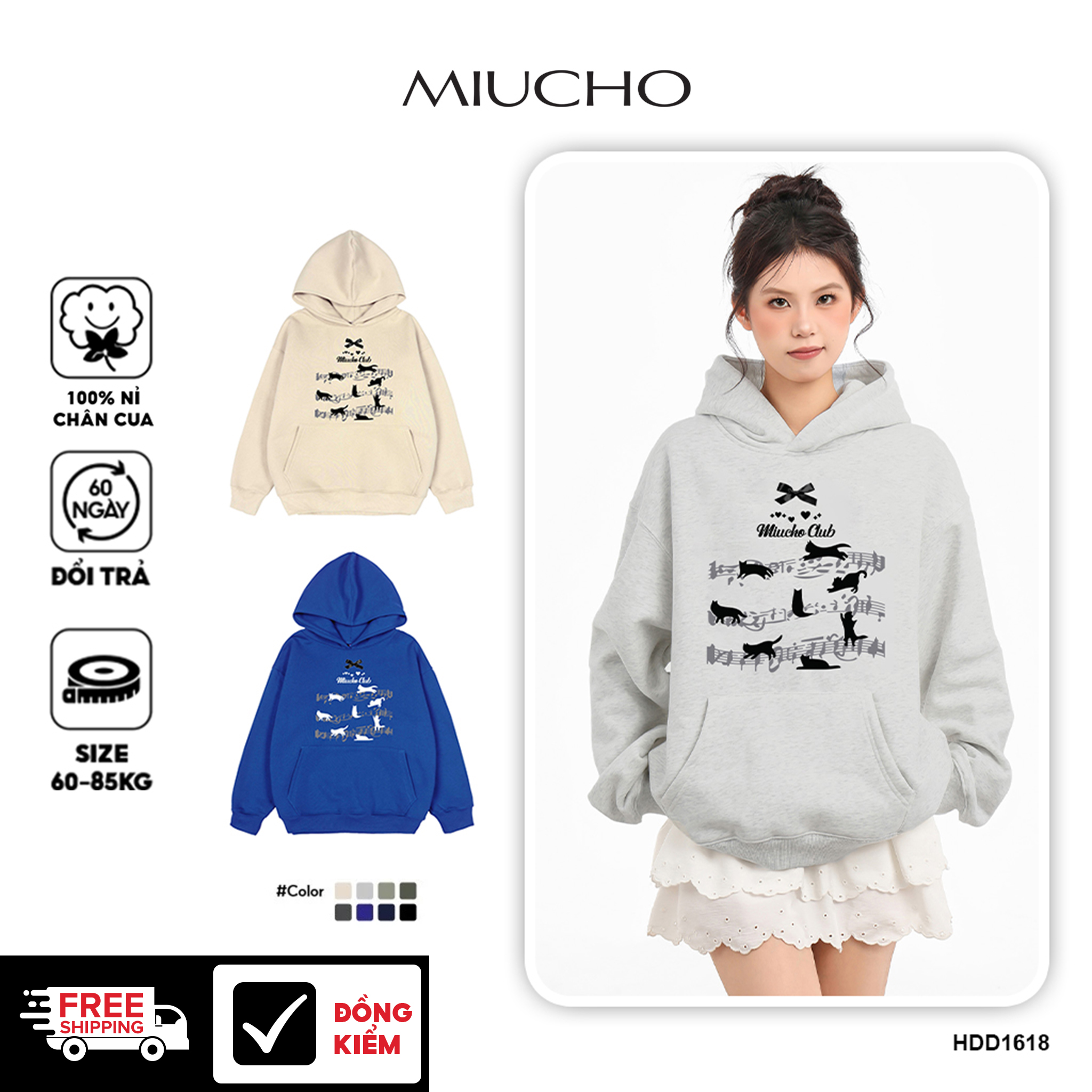 Áo hoodie nữ form rộng local brand HDD1618 Miucho vải nỉ chân cua dày dặn mũ tròn in artwork_thumbnail_1