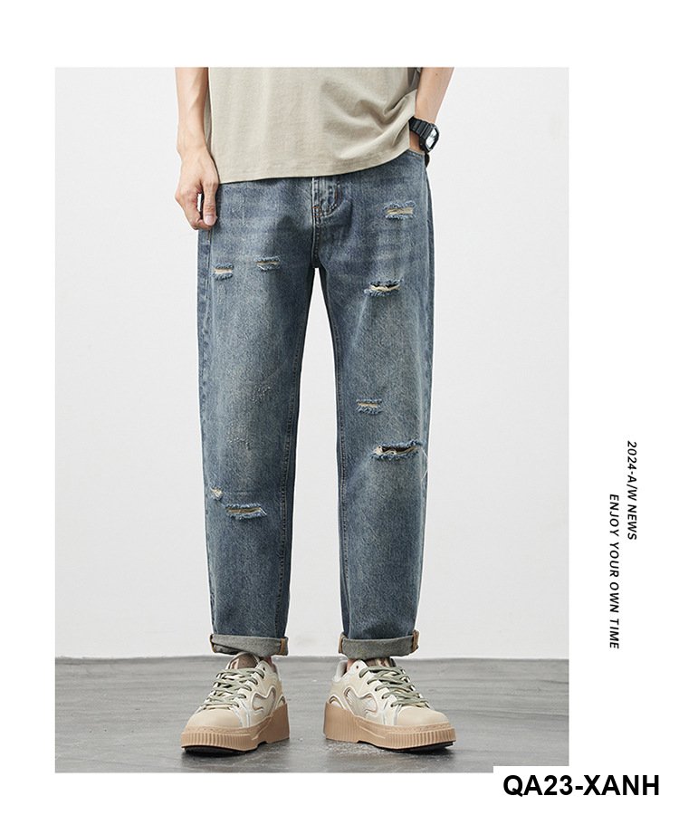 Quần Jeans Rách Phong Cách Retro Mỹ Nam Hợp Thời Trang Quần Ống Rộng Nam Mùa Thu2025Quần dài kiểu dáng mới_thumbnail_4