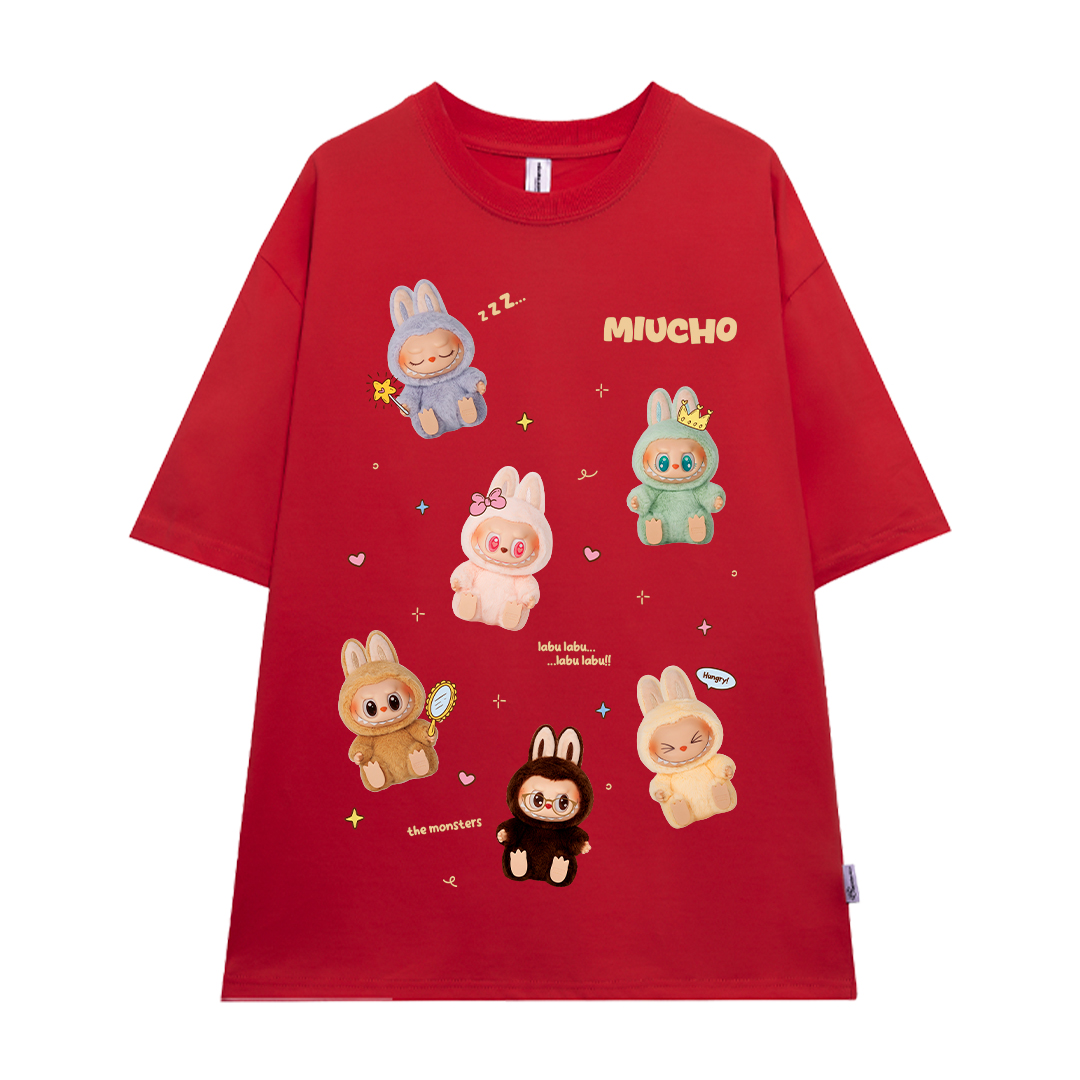 Áo thun labubu form rộng nhiều màu ATD1397 Miucho tay ngắn cổ tròn in mix_thumbnail_14