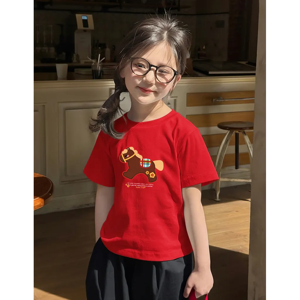 Áo thun form rộng bé gái Kado vải cotton thoáng mát mềm mại Ngựa gỗ đáng yêu 2906_thumbnail_3