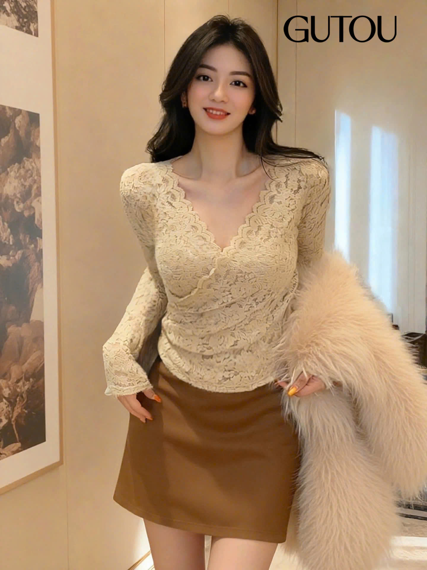 [ GUTOU ] Áo Ren Hoa Cổ V Elise Floral_thumbnail_9