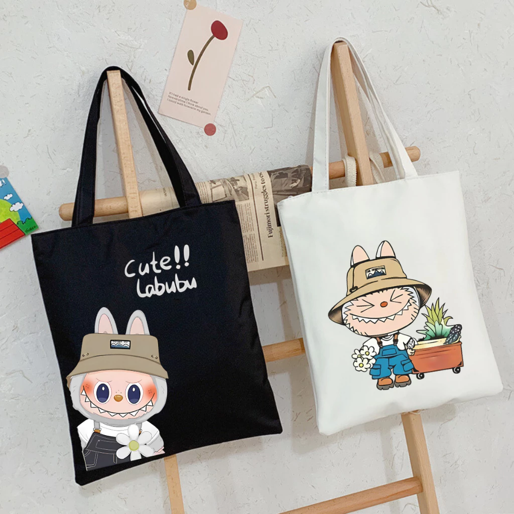 Túi tote in hình LABUBU - Túi vải canvas kích thước 33x37cm đựng vừa A4 và laptop - TOTE06