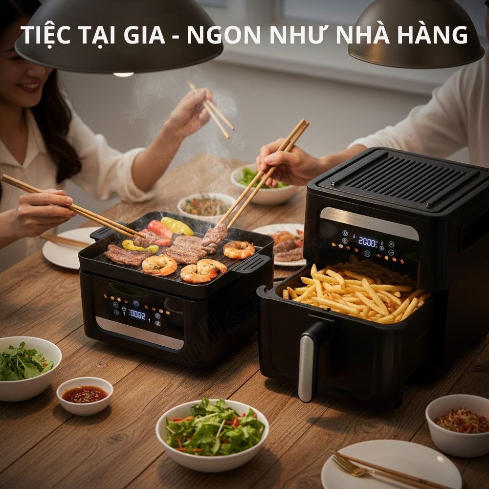 Nồi Chiên Không Dầu Kèm Vỉ Nướng 2-in-1 Mishio MK407: Nâng Tầm Món Ngon, Tiện Lợi Vượt Trội_thumbnail_3