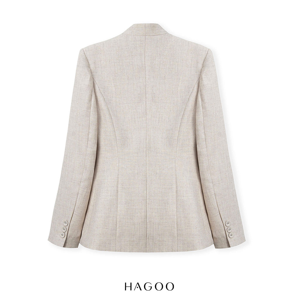 Blazer không cổ dáng peplum chiết éo HAGOO_thumbnail_4