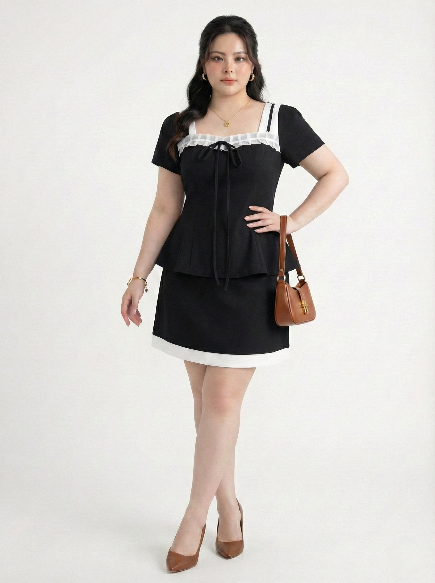 BIGSIZE NỮ - Sét áo kiểu kèm chân váy V-SET010