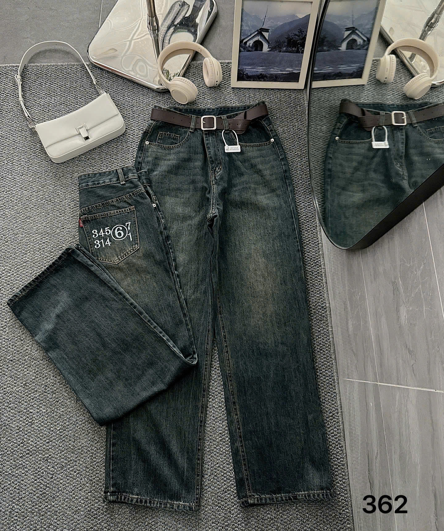 Quần jean suông lưng cao thêu chữ bigsize QJ362 dành cho nàng mũm mĩm từ 55-90kg_thumbnail_6