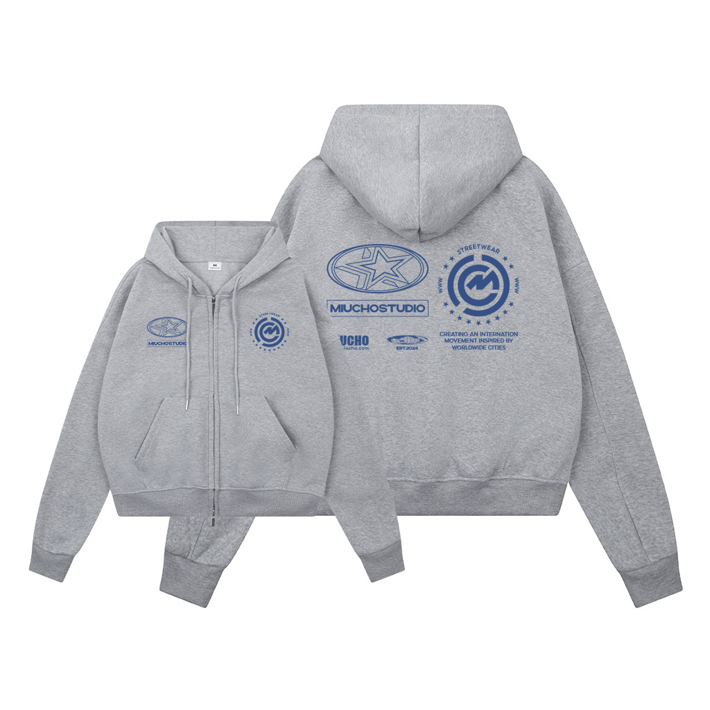 Áo hoodie zip local brand form boxy HXD1576 Miucho vải nỉ bông dày dặn khóa kéo in mix_thumbnail_5