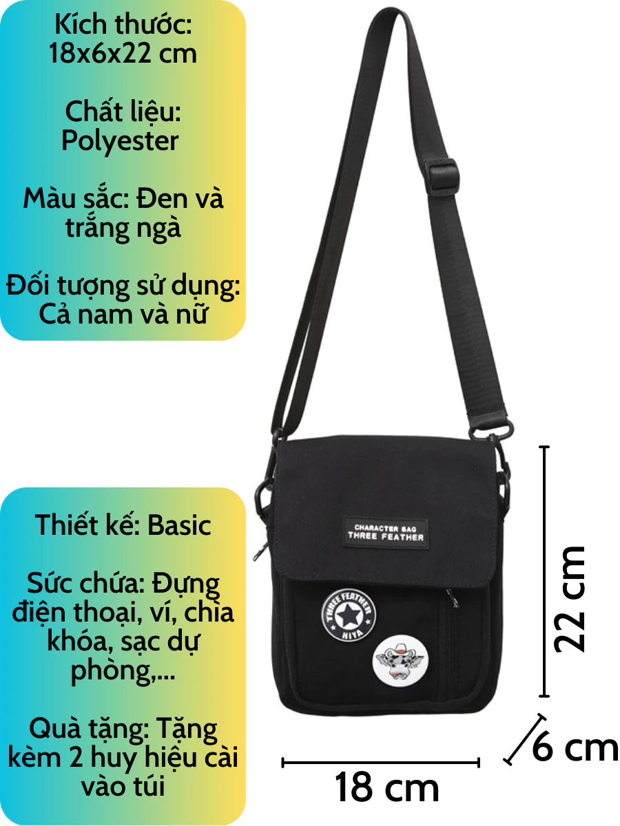 Túi đeo chéo nam nữ mini nhỏ gọn vải canvas thời trang Hàn Quốc_thumbnail_4