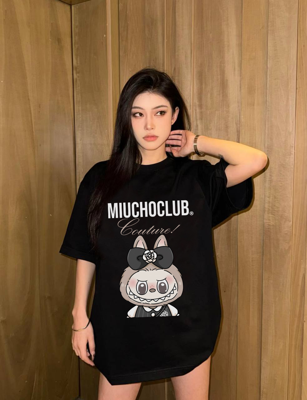 Áo thun labubu form rộng nhiều màu sắc ATD1471 Miucho tay ngắn cổ tròn in mix_thumbnail_2