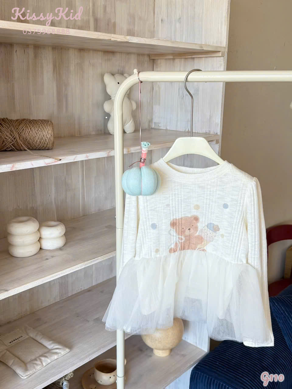 (G110) Áo thun kem liền voan gấu nâu Shigluer_thumbnail_0