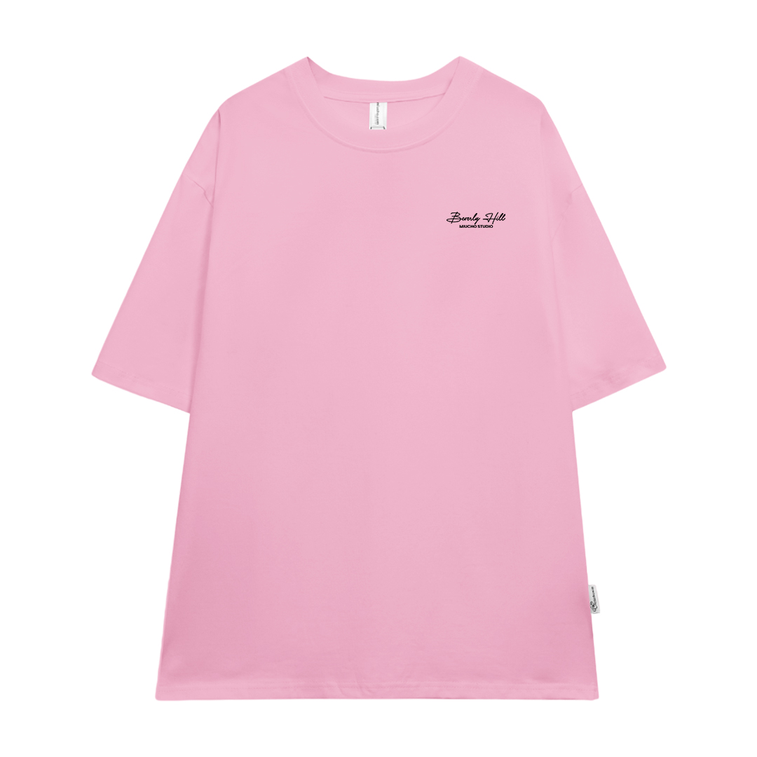 Áo thun nữ basic form rộng 1979 Miucho cổ tròn vải cotton 4c 220gsm in basic