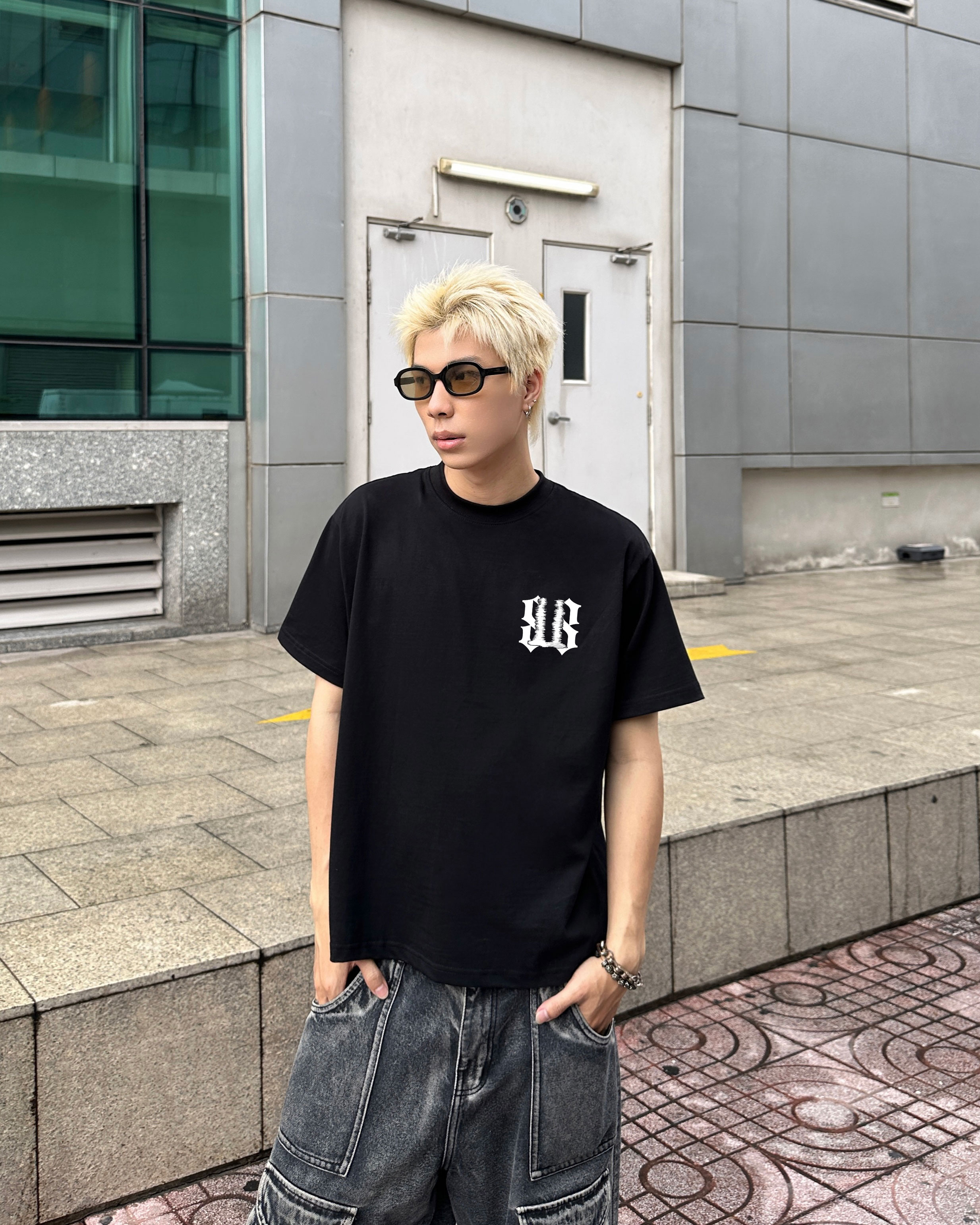 Áo phông boxy 2308 Miucho Club chất vải cotton 2 chiều cao cấp basic unisex in mix_thumbnail_5