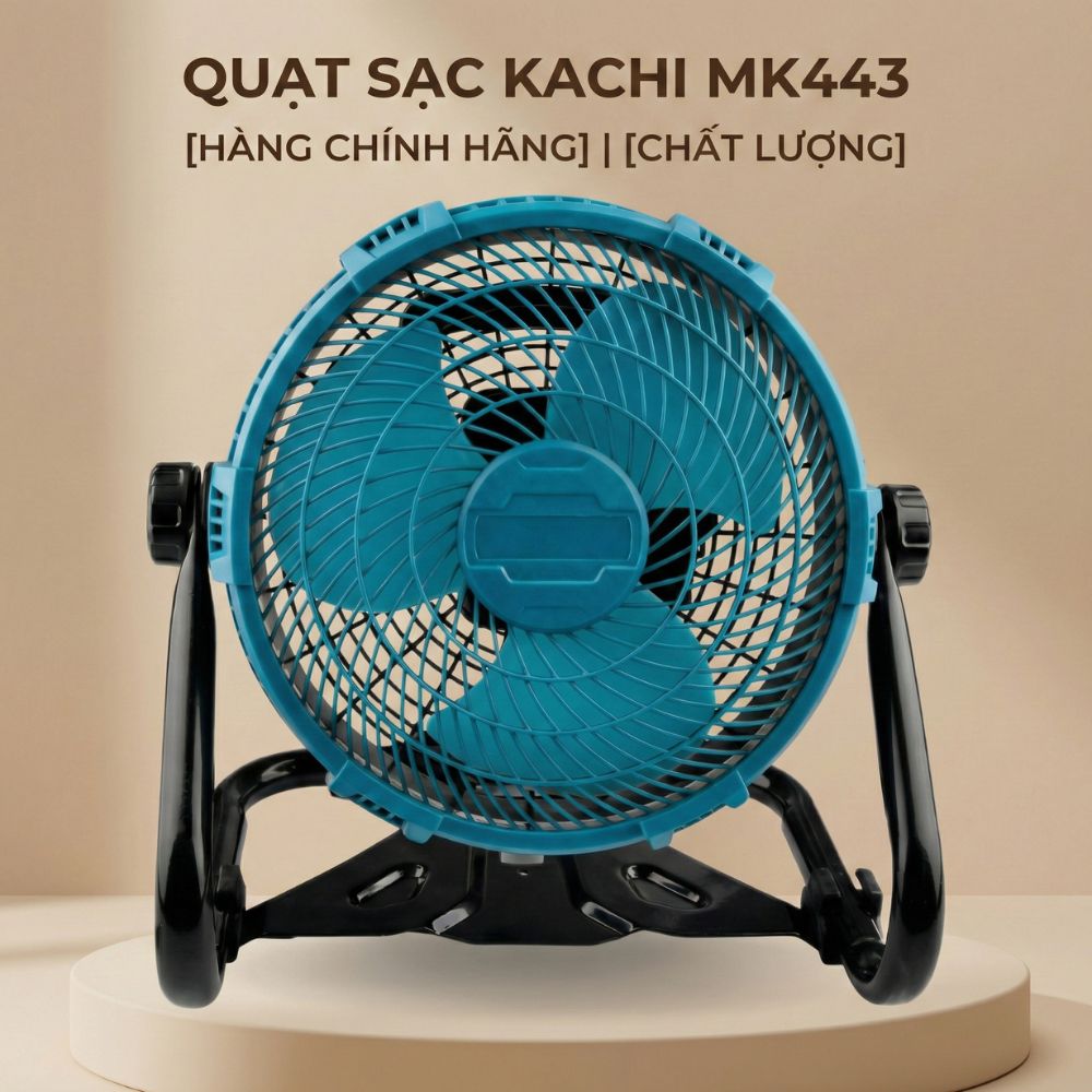 Quạt Để Bàn Tích Điện Kachi MK443 – Gió Turbo Mạnh Mẽ, Pin rời, Xoay 360 Độ, Thiết Kế Di Động Đa Năng