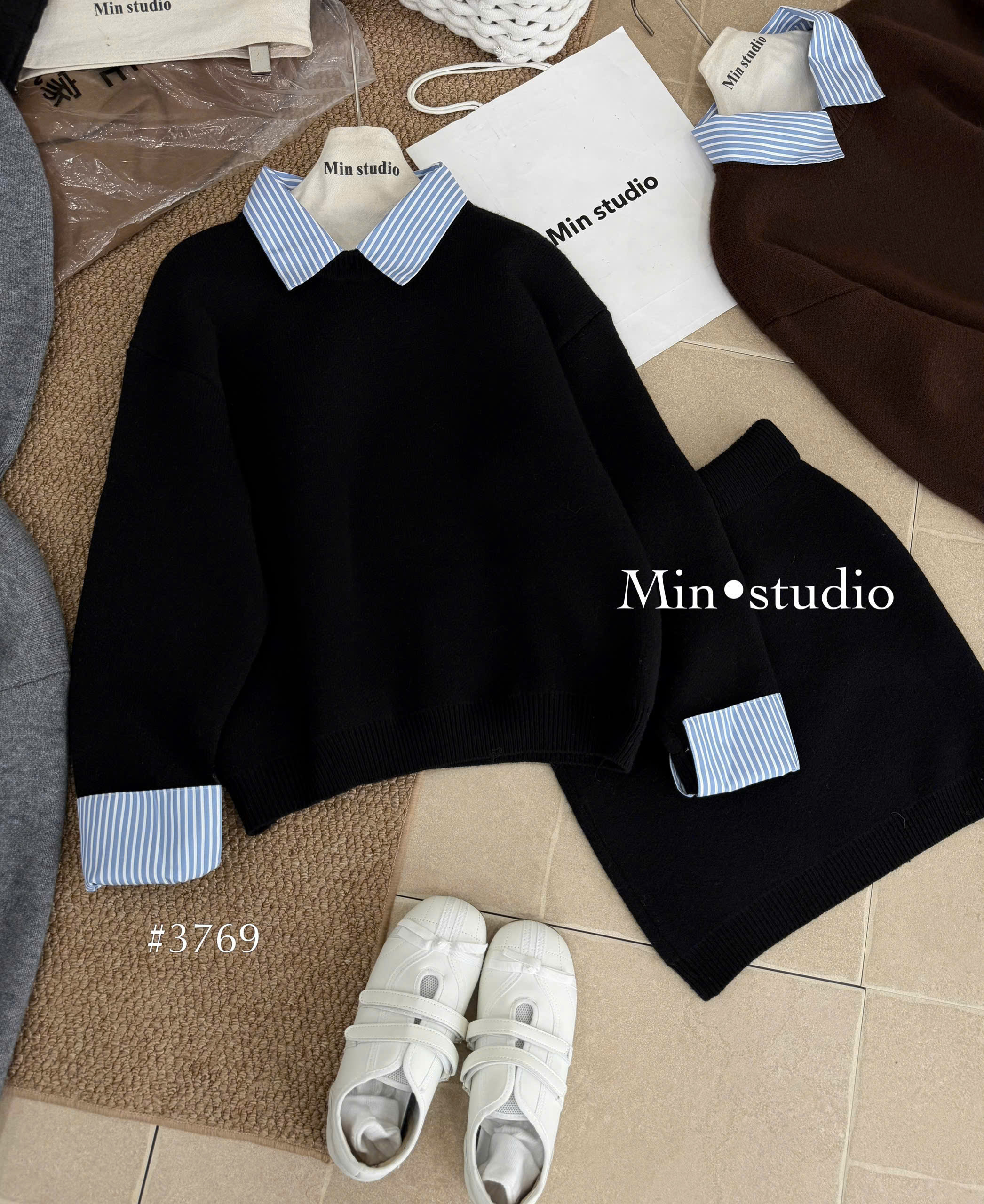 Set áo + chân váy ngắn len ( XÁM )_thumbnail_5