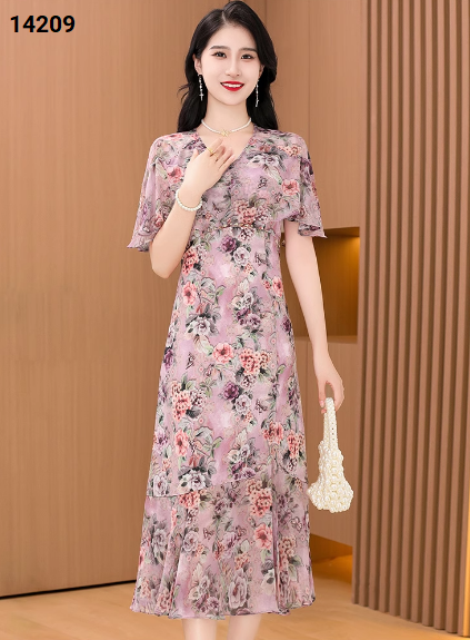 14209-Đầm voan hoa tay tiên cổ tim cách điệu (voan,lót)_thumbnail_3