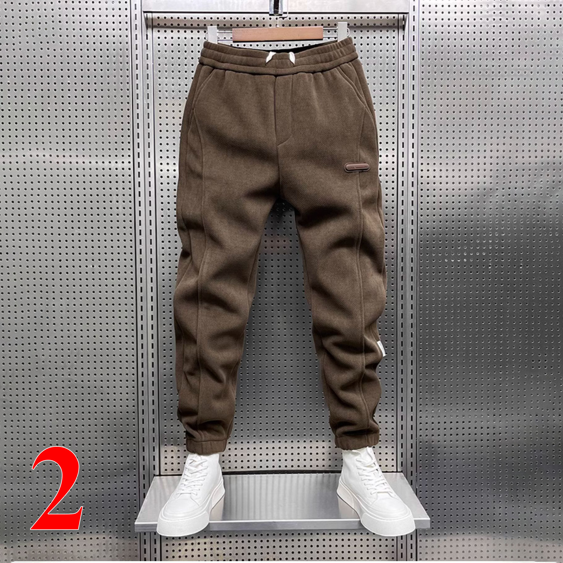 Quần Jogger Nỉ Nam Nữ Unisex Form Rộng Màu Nâu,Quần Nỉ Ống Bo Basic Dày Dặn- (QN100)_thumbnail_1
