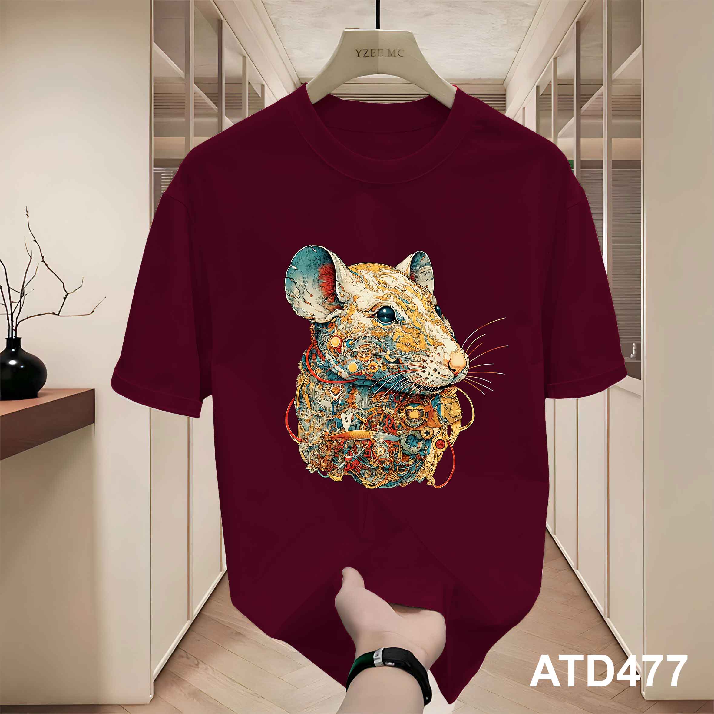 Áo thun nam form rộng 12 con giáp tuổi Tí ATD477 Miucho Iconic cotton cổ tròn in graphic_thumbnail_2