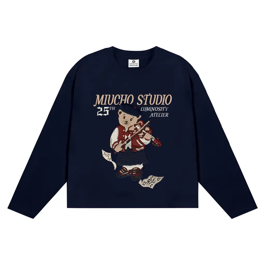 Áo thun boxy tay dài unisex Miucho Studio cotton cao cấp thoáng mát gấu teddy in mix 2707_thumbnail_9