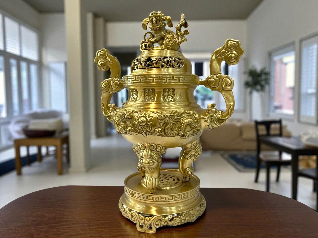 Bộ ngũ sự cao 45cm đúc đồng vàng thau _thumbnail_7