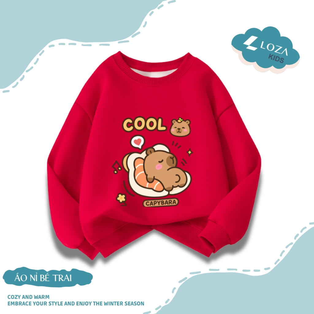 Áo sweater bé trai in hình Capybara nhiều hình đáng yêu - Loza Kids IN006_thumbnail_6