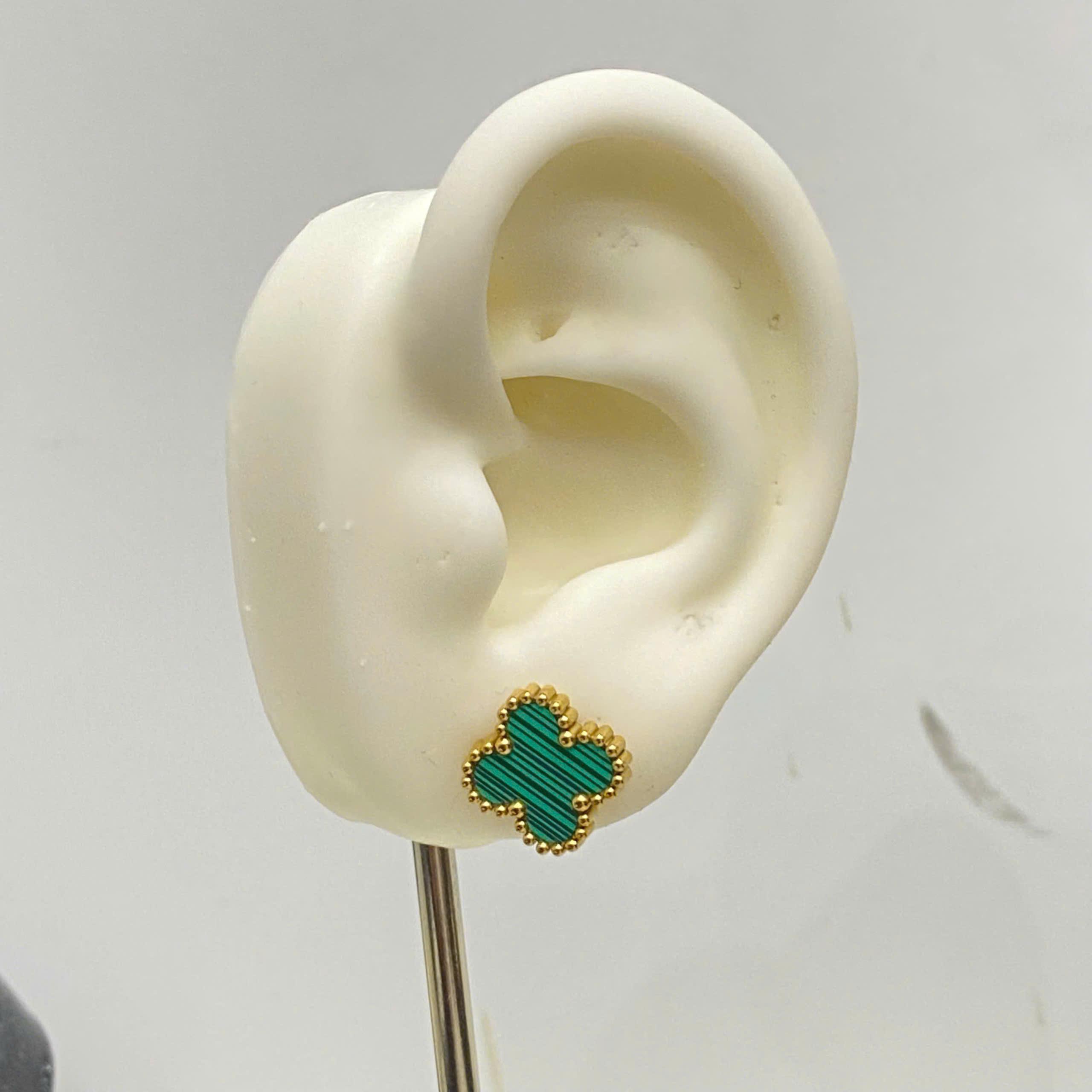 khuyên kiểu cặp cỏ bốn lá màu xanh lá quả dưa viền bi vàng mát mẻ ngọt ngào_thumbnail_3