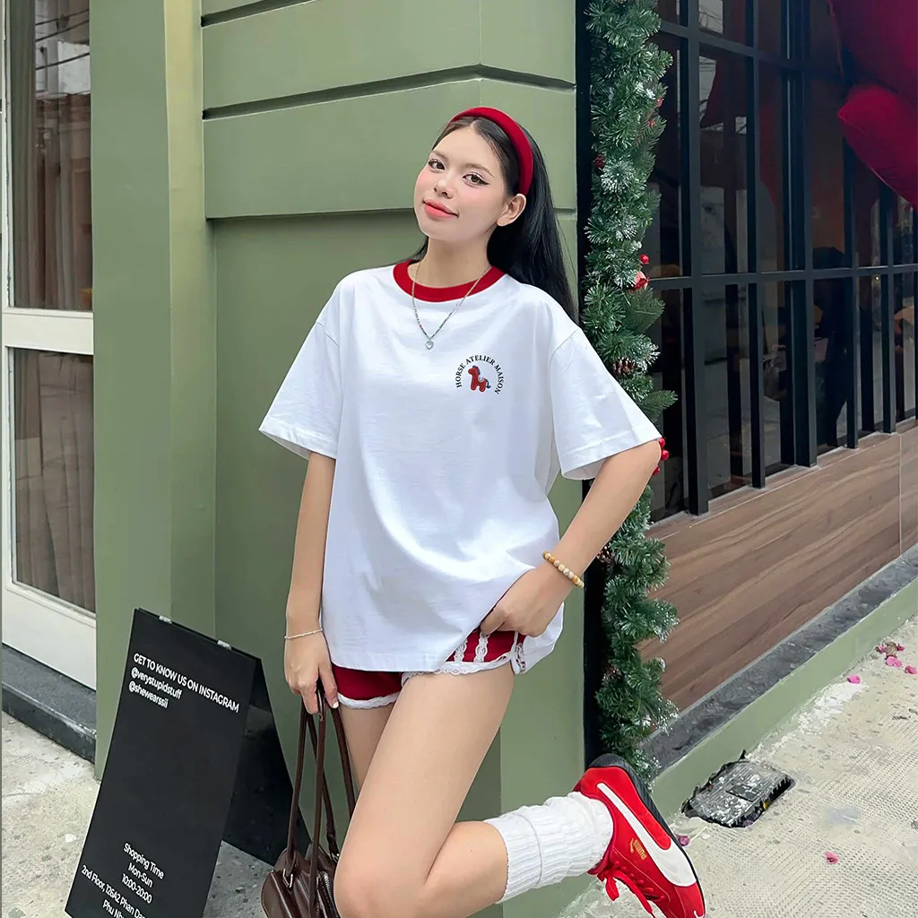 Áo thun tết basic form boxy phối cổ Miucho vải mềm mại thoáng mát tôn dáng 2975_thumbnail_2