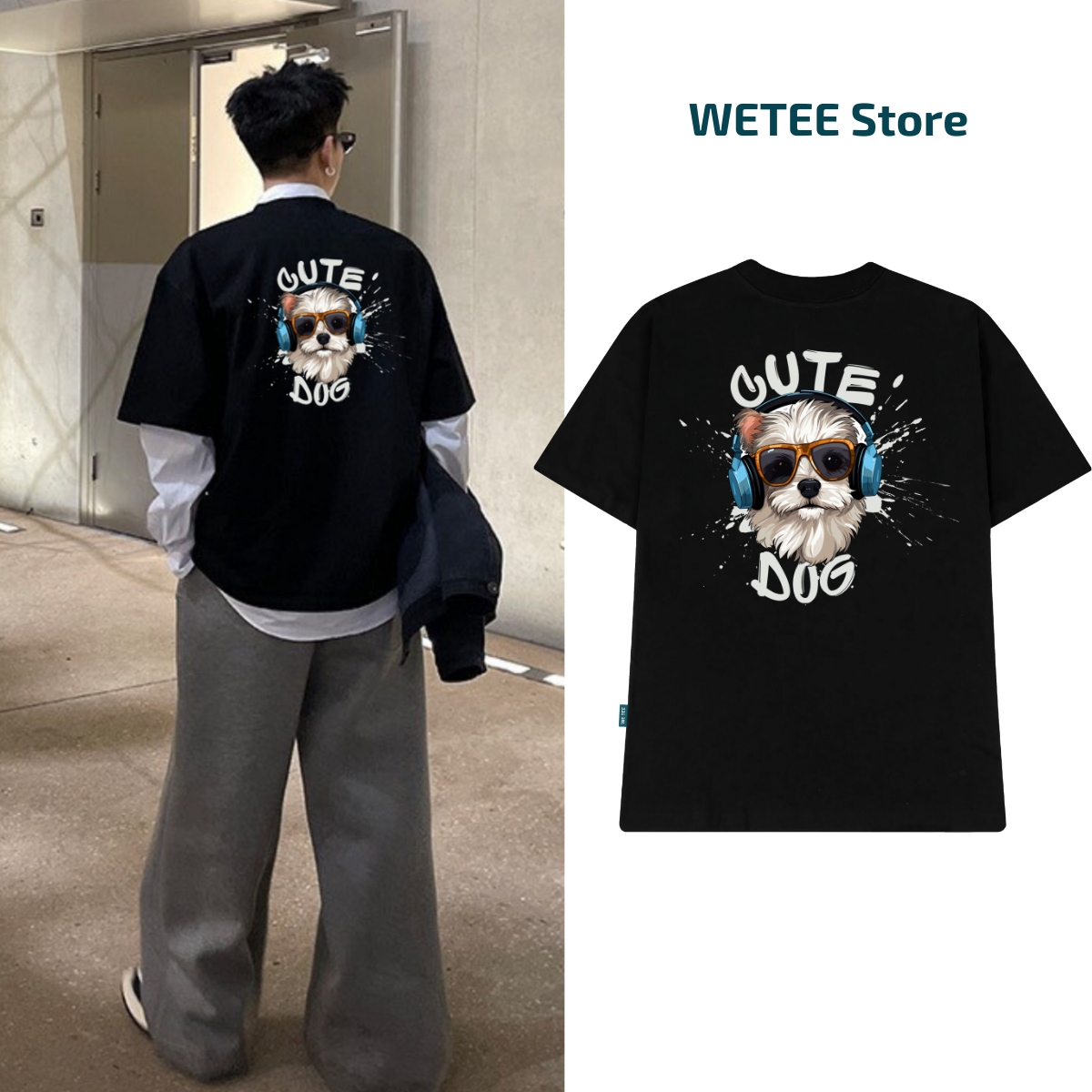 Áo thun unisex local brand We Tee hình CUTE DOG dáng oversize rộng - WU0841 WU0841