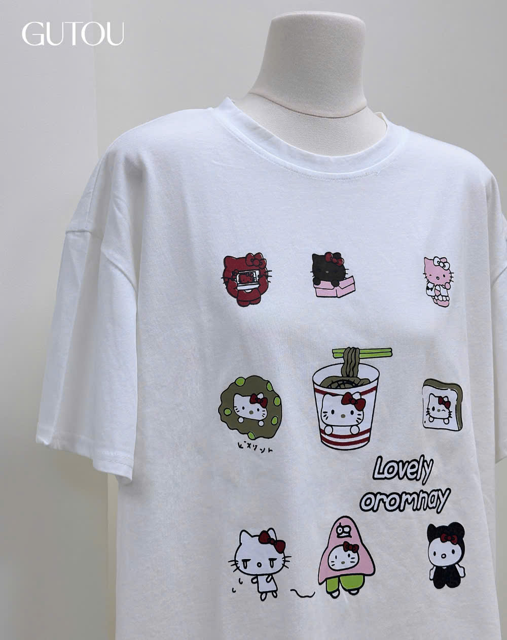 [ GUTOU ] Áo Thun Trắng In Hình Hello Kitty_thumbnail_2