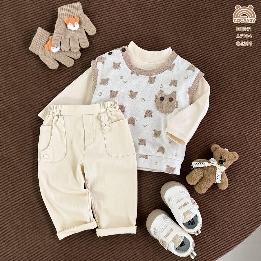 Quần dài kaki BE 2 túi ốp phối cúc_thumbnail_1