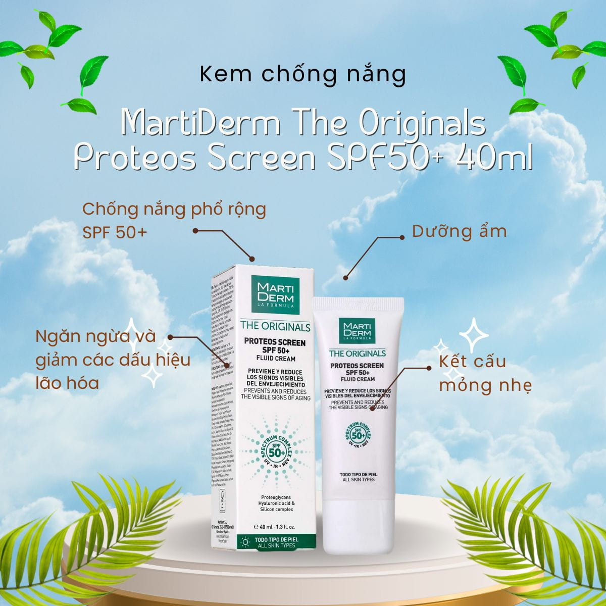 Kem Chống Nắng MartiDerm The Originals Proteos Screen SPF50 + 40ml