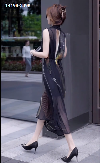 14198-Đầm voan dài sát nách cổ đắp chéo cách điệu (voan,lót)_thumbnail_2