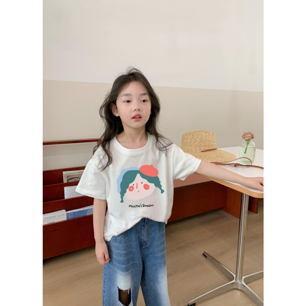 Áo thun dễ thương cho bé gái form rộng AED655 Miucho Kid 100% vải cotton thoáng mát basic_thumbnail_2