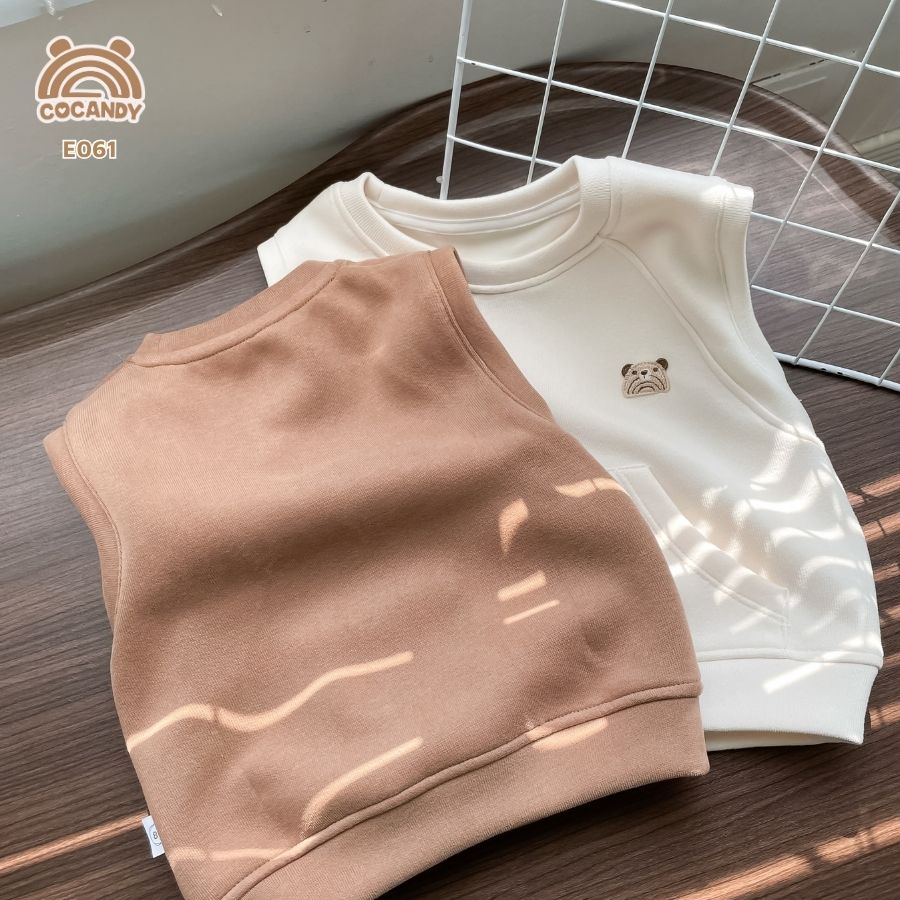 Áo gile nỉ NÂU túi bụng trơn_thumbnail_2