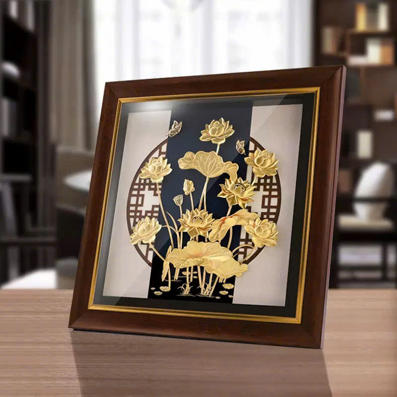 Tranh hoa sen mạ vàng 24k  KT 60X 60CM _thumbnail_1