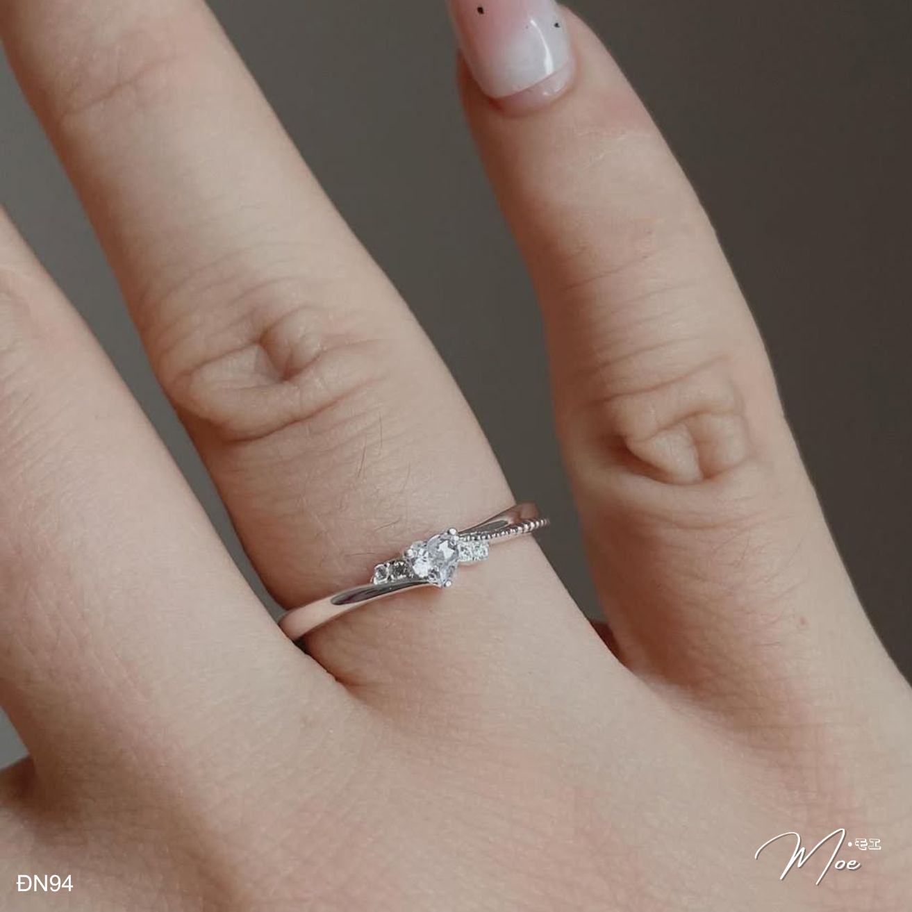 ĐN94 - Nhẫn đôi sóng chéo trái tim pha lê (có size)_thumbnail_1