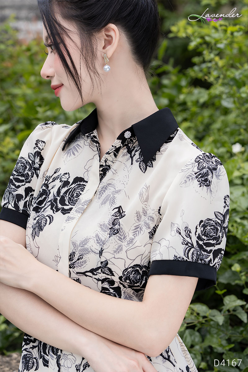 Đầm hoa cổ đức nẹp tay ngắn  D4167_thumbnail_5