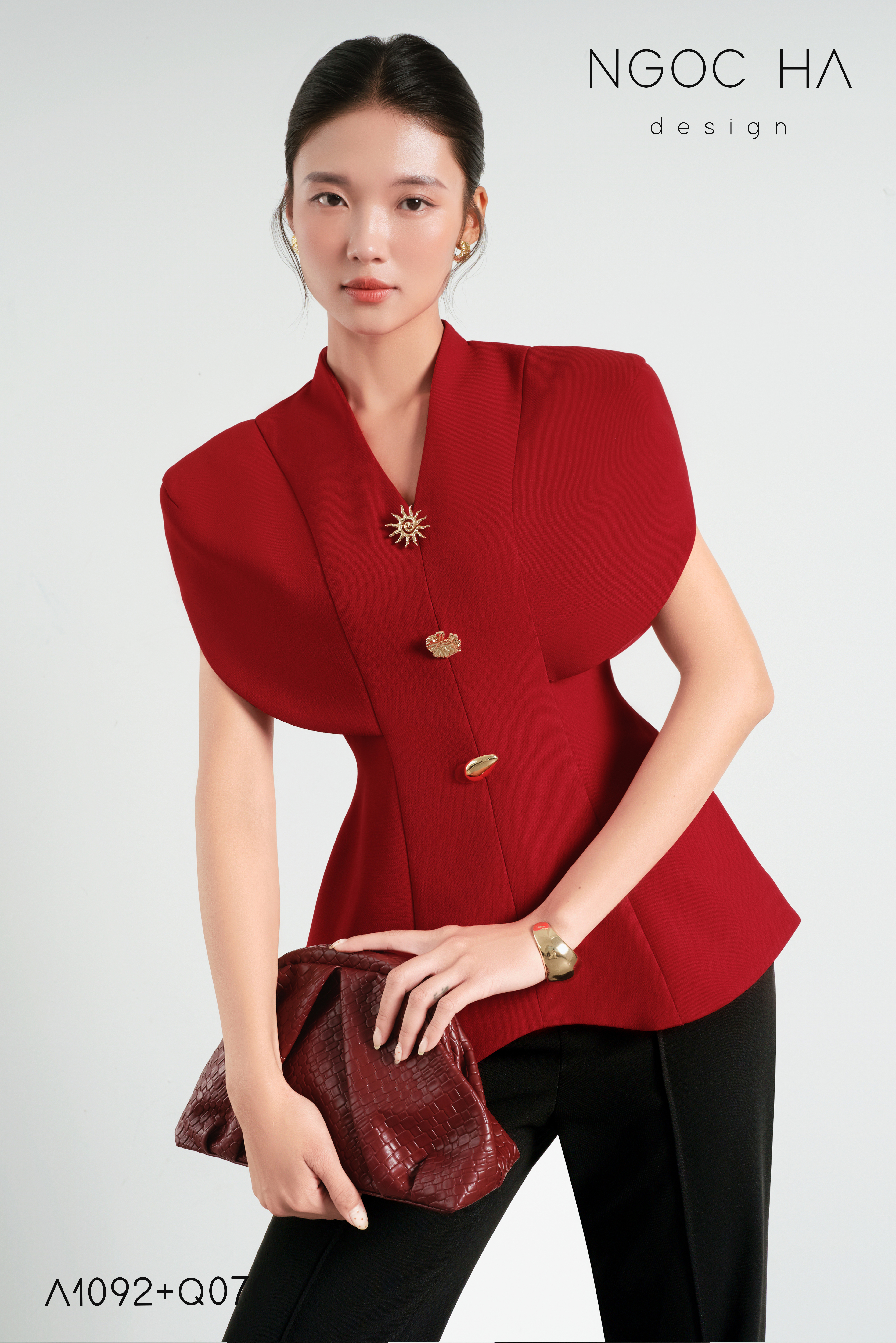 Estra Top_ Áo Peplum Vai Choàng Màu Đỏ A1092_thumbnail_2