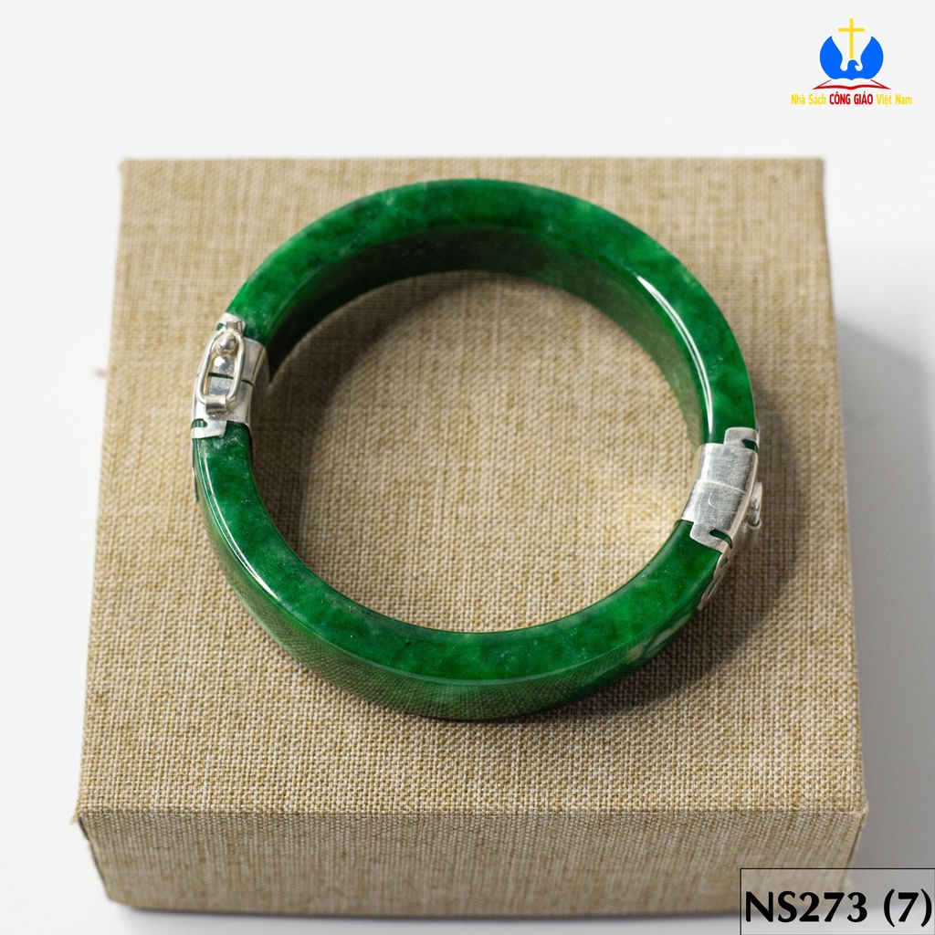 Vòng tay đá Ngọc Bích bọc bạc ta TS0272 - Món quà ý nghĩa cho mẹ và bà_thumbnail_7