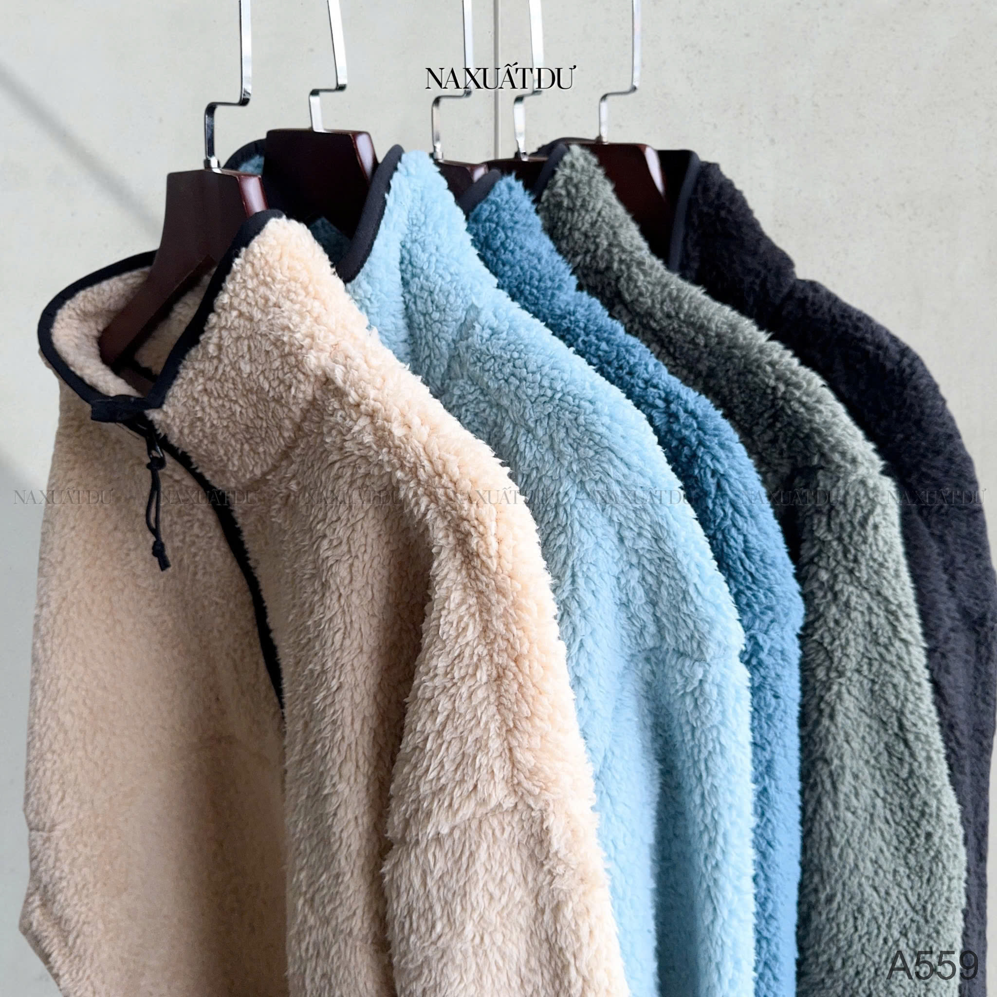 Set 2 Áo lông cổ có dây kéo unisex 