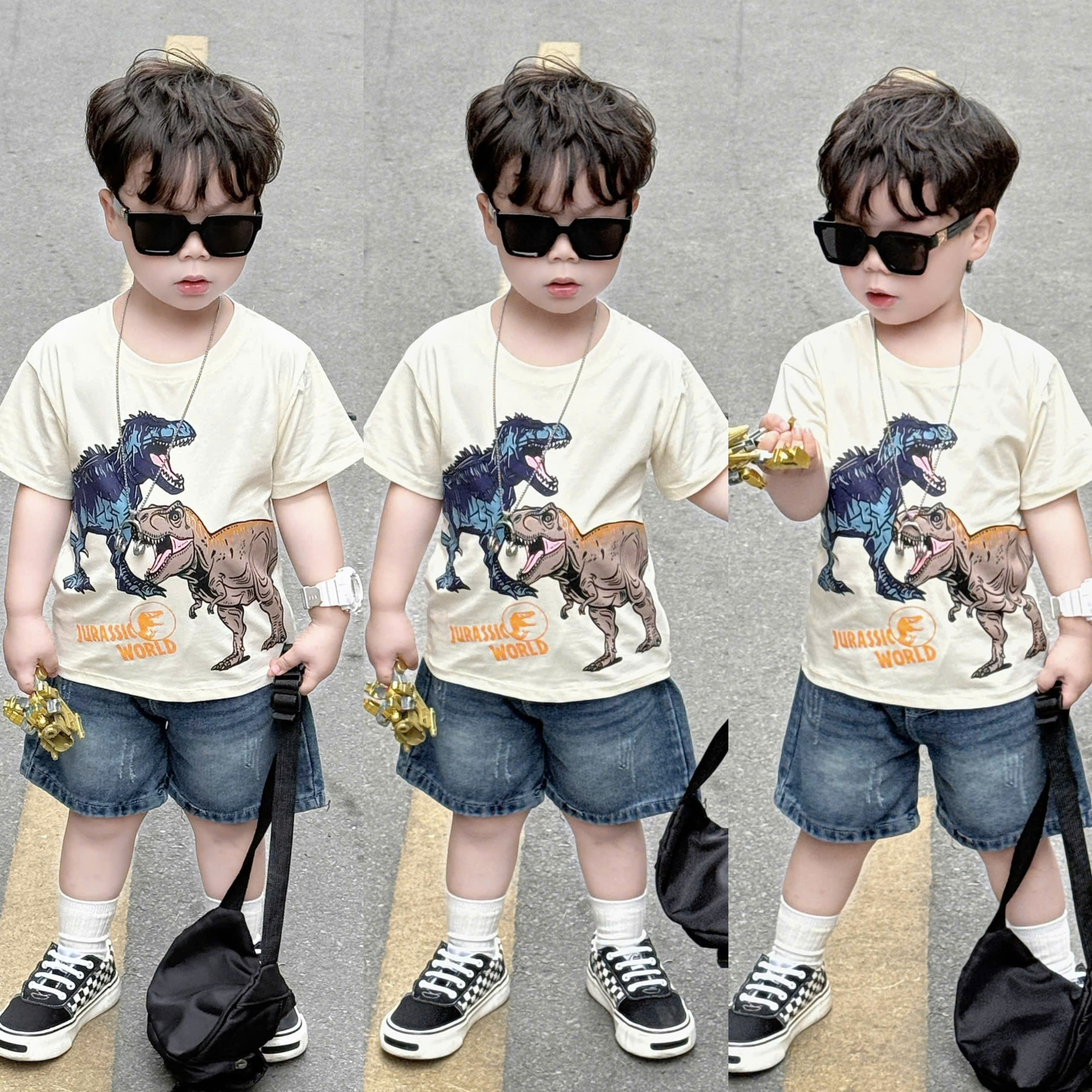 E74 BỘ CỘC QUẦN BÒ KHỦNG LONG NÂU XANH- A116.879